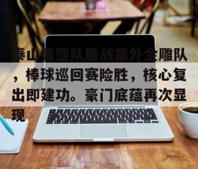 包含泰山雷霆队鏖战塞外金雕队，棒球巡回赛险胜，核心复出即建功。豪门底蕴再次显现的词条-九游游戏中心
